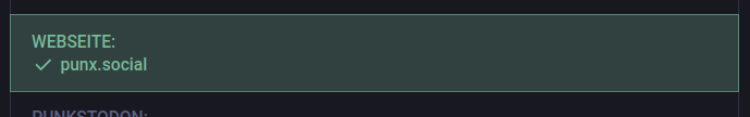Screenshot shows the link to punx.social, which has a green checkmark